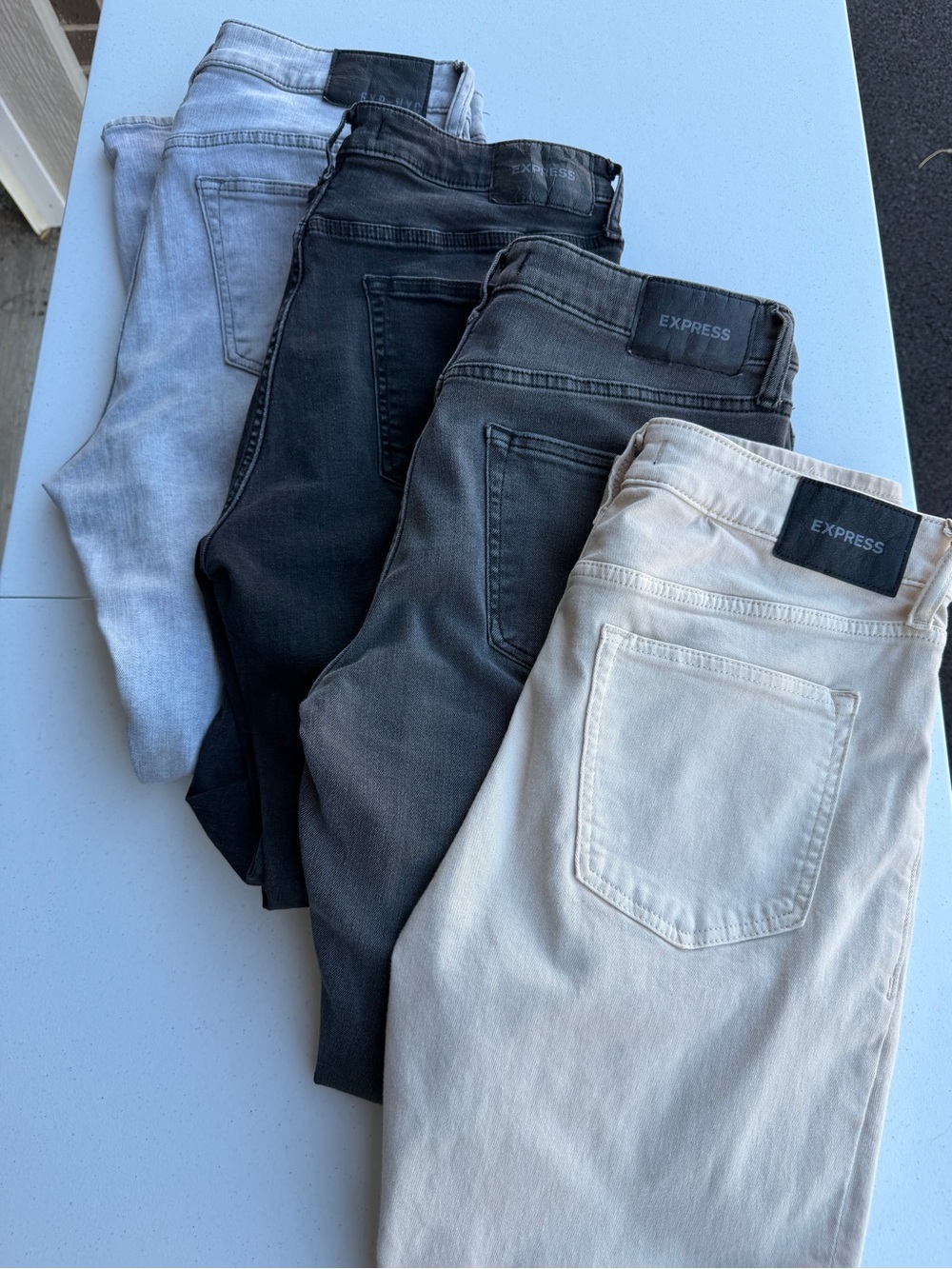 Men’s Express Skinny Jeans Bundle - Black, Charcoal, Light Gray, Cream